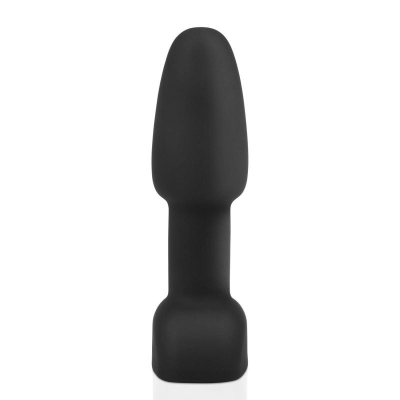Rimming Petite Black - obrotowo-wibrujący korek analny z pilotem, bezszwowy silikon, długość insertacyjna 10 cm, średnica 3,5 cm - 3