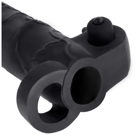 Przedłużka penisa FX Real Feel 2" Extension Dark – wibrująca nakładka TPE z pierścieniem na jądra, 16,5 cm - 3