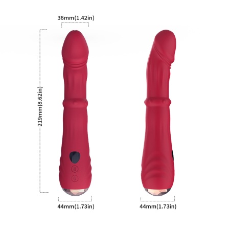 Wibrator stymulujący punkt G Jackal Red 9 z 9 trybami wibracji, funkcją ruchów posuwistych i długością 21,9 cm - 2