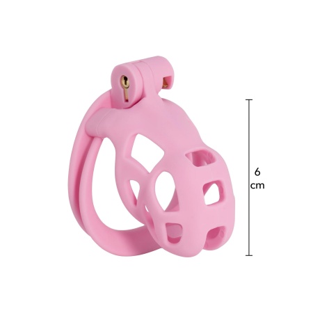 Klatka na penisa Penis Prison Cock Cage Short Pink 8 cm z regulowanymi pierścieniami - 4