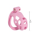Klatka na penisa Penis Prison Cock Cage Short Pink 8 cm z regulowanymi pierścieniami - 4