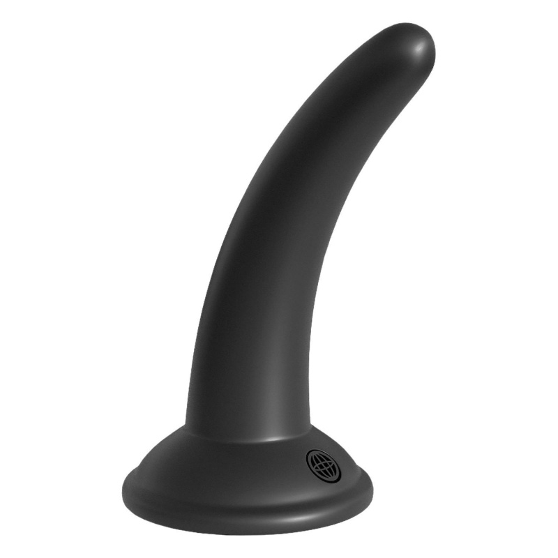 Strap-on The Pegger Black - zakrzywione dildo silikonowe z uprzężą regulowaną w 4 kierunkach, 12 cm, Ø 3,1 cm - 4