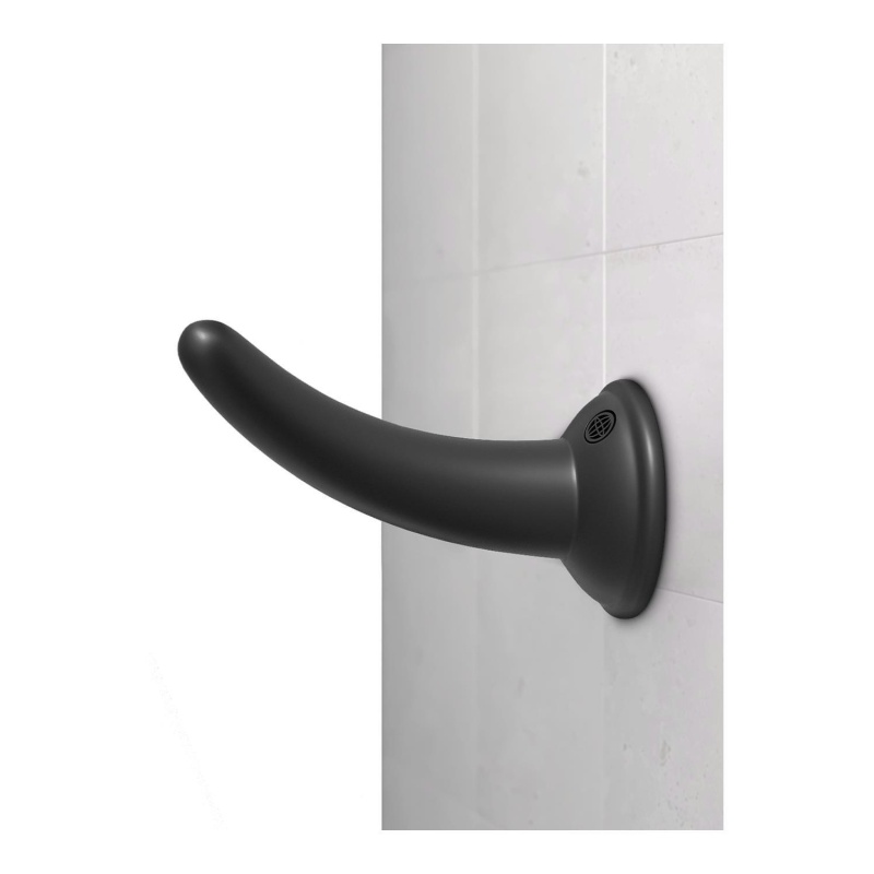 Strap-on The Pegger Black - zakrzywione dildo silikonowe z uprzężą regulowaną w 4 kierunkach, 12 cm, Ø 3,1 cm - 5