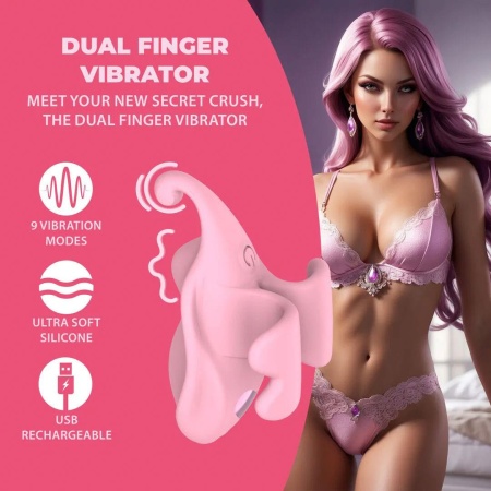 Finger Dual Vibrator - Pink - 8