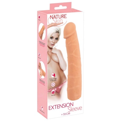Nakładka na penisa Nature Skin Extension — profilowana, pogrubiająca i wydłużająca, 24 cm - 1