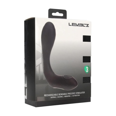 Vibrating Heating Bendable Tapping Silicone Prostate Stimulator - Black - 1