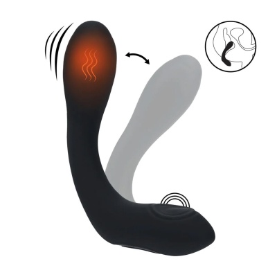 Vibrating Heating Bendable Tapping Silicone Prostate Stimulator - Black - 1 2