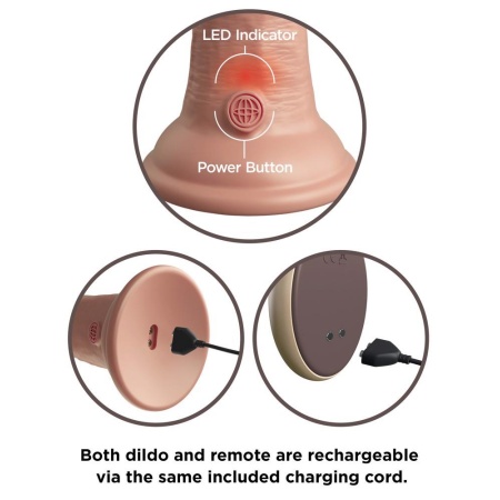 Wibrujący penis z pilotem, model KCE 9 DD — silikon dual density, przyssawka, 24,8 cm - 6