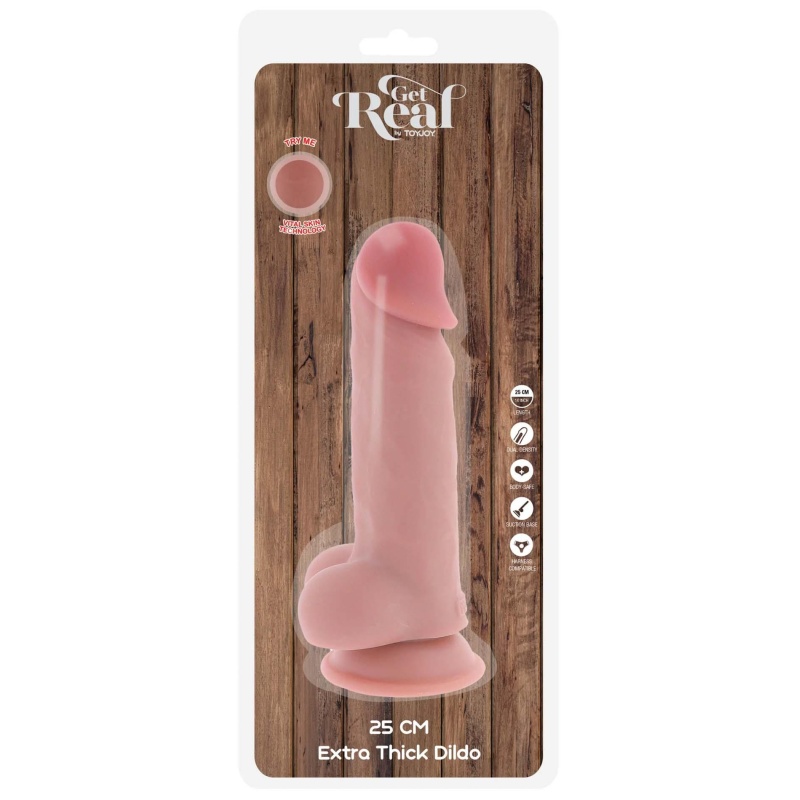 Dildo Deluxe Dual Density Thick 25 cm z miękką powłoką TPE i twardym rdzeniem - 2