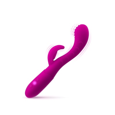 Wibrator królik Bess - zakrzywiona główka z wypustkami i stymulatorem łechtaczki, 18,8 cm - 1