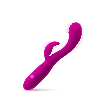 Wibrator królik Bess - zakrzywiona główka z wypustkami i stymulatorem łechtaczki, 18,8 cm - 1