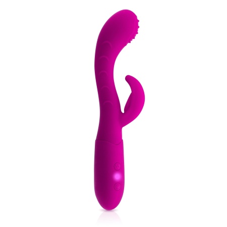 Wibrator królik Bess - zakrzywiona główka z wypustkami i stymulatorem łechtaczki, 18,8 cm - 2