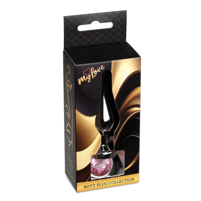 Korek analny Jewellery Dark Silver Rose - anatomiczny profil ze stali nierdzewnej, 9,5 cm - 9
