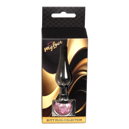 Korek analny Jewellery Dark Silver Rose - anatomiczny profil ze stali nierdzewnej, 9,5 cm - 10
