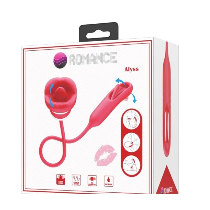 Wibrator Alyss Mouth Red — silikonowy stymulator łechtaczki z funkcją lizania i 5 trybami wibracji - 1