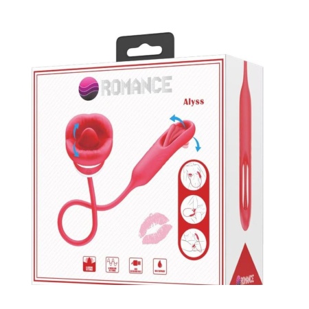 Wibrator Alyss Mouth Red — silikonowy stymulator łechtaczki z funkcją lizania i 5 trybami wibracji - 1