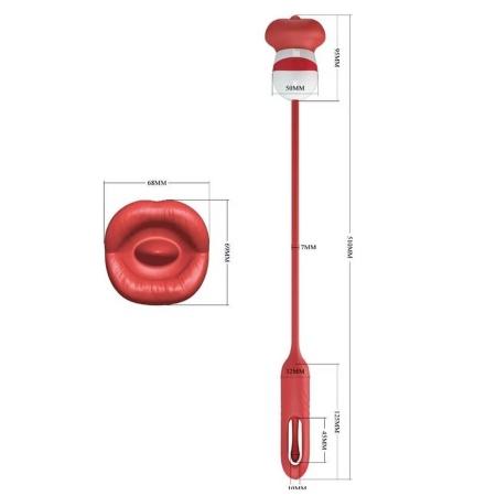 Wibrator Alyss Mouth Red — silikonowy stymulator łechtaczki z funkcją lizania i 5 trybami wibracji - 3