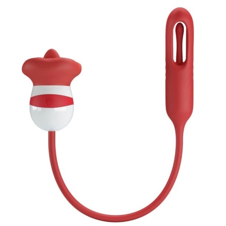 Wibrator Alyss Mouth Red — silikonowy stymulator łechtaczki z funkcją lizania i 5 trybami wibracji - 4