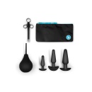 Zestaw do treningu analnego Anal Training & Education Set Blue - 7 elementów, 3 korki silikonowe 9-12,6 cm, w tym model wibrując - 2