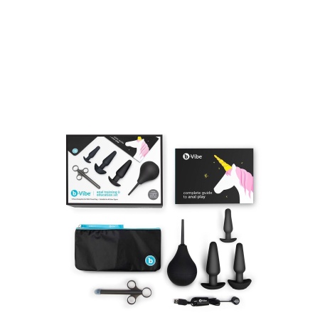 Zestaw do treningu analnego Anal Training & Education Set Blue - 7 elementów, 3 korki silikonowe 9-12,6 cm, w tym model wibrując - 3