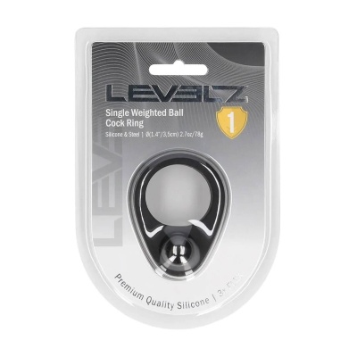 Liquid Silicone Single Weighted Ball Cockring - Black - 1