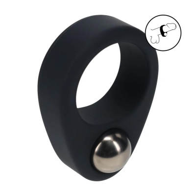 Liquid Silicone Single Weighted Ball Cockring - Black - 1 2