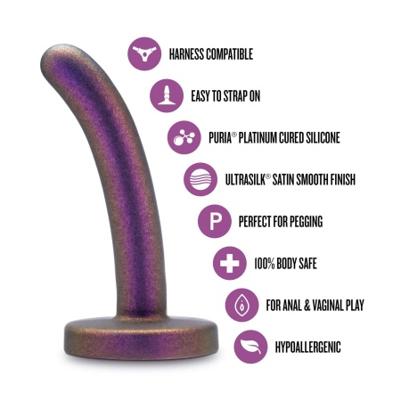 Dildo Surrender Peg Power Purple - silikon platynowy, kompatybilny z uprzężą strap-on, 12 cm - 3