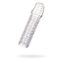 Penis Extender Sleeve Transparent - przezroczysta, elastyczna osłona na prącie z TPR, spiralnie teksturowana, długość 15,2 cm - 1