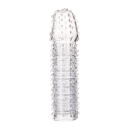 Penis Extender Sleeve Transparent - przezroczysta, elastyczna osłona na prącie z TPR, spiralnie teksturowana, długość 15,2 cm - 2