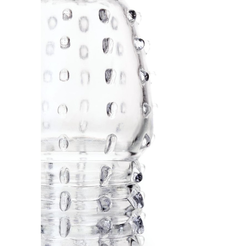 Penis Extender Sleeve Transparent - przezroczysta, elastyczna osłona na prącie z TPR, spiralnie teksturowana, długość 15,2 cm - 6