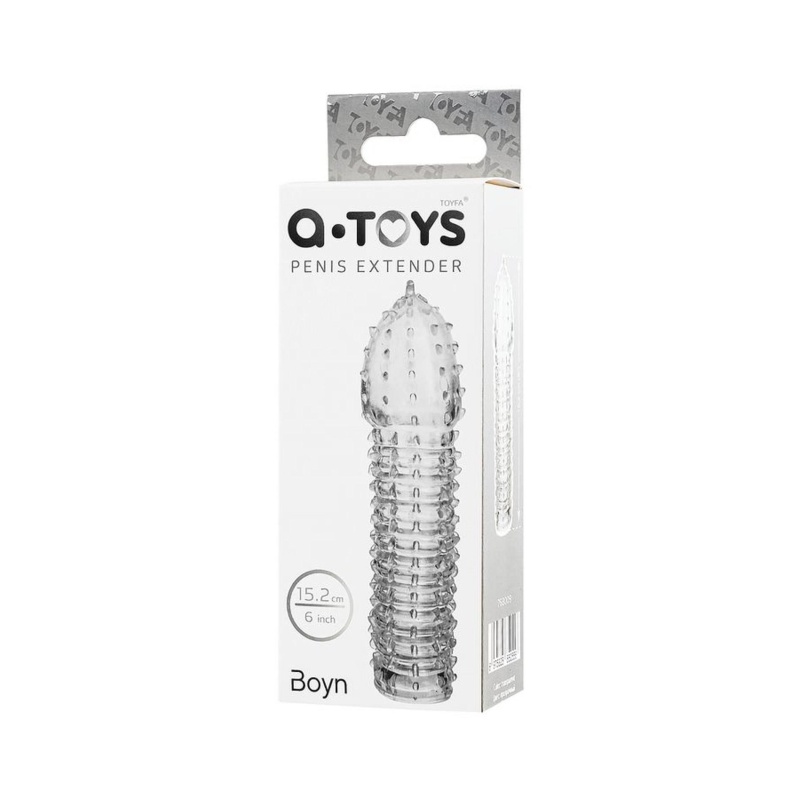 Penis Extender Sleeve Transparent - przezroczysta, elastyczna osłona na prącie z TPR, spiralnie teksturowana, długość 15,2 cm - 8