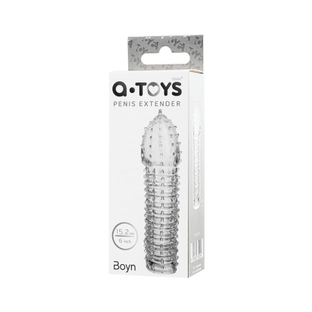 Penis Extender Sleeve Transparent - przezroczysta, elastyczna osłona na prącie z TPR, spiralnie teksturowana, długość 15,2 cm - 8
