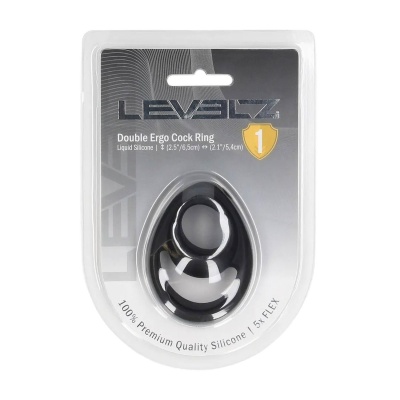Double Ergo Silicone Cockring - Black - 1
