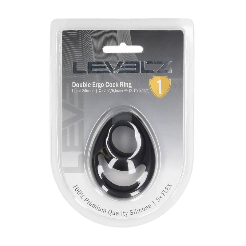 Double Ergo Silicone Cockring - Black - 1