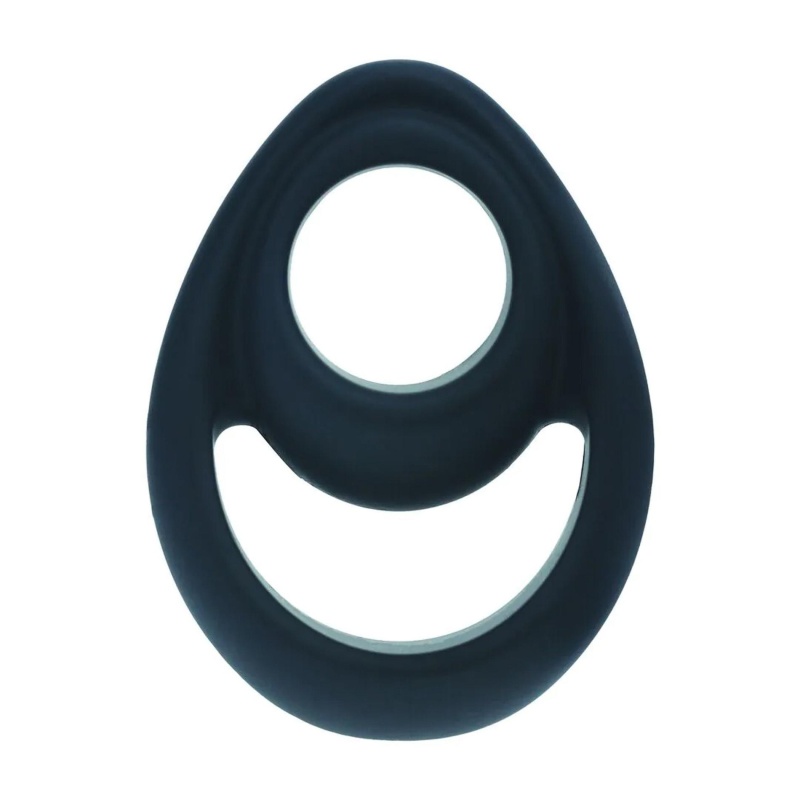 Double Ergo Silicone Cockring - Black - 4
