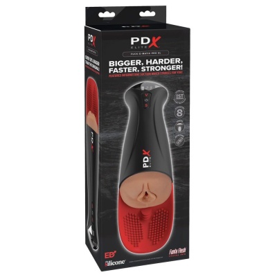 Masturbator Fuck-O-Matic Pro XL Brown z masażem jąder, funkcją ssania i wibracjami, 34,9 cm - 1