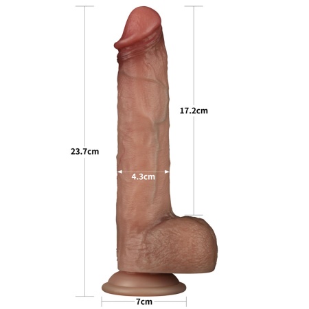 Dildo Silikonowe Sliding Skin Pro Dual Layer 22,8 cm (9 cali) Jasnobrązowe - 2