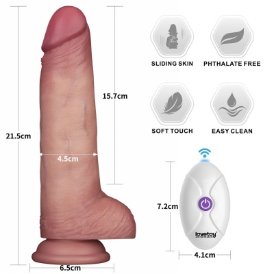Wibrujące dildo Sliding Skin Pro II 21,6 cm silikonowe dwugęstościowe cielesne - 1 2