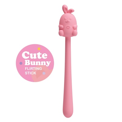 Masażer Cute Bunny Flirting Stick — 7 trybów wibracji, elastyczny silikon, 142 × 18,5 mm, IPX7 - 1 2