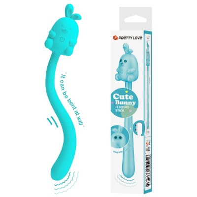 Masażer Cute Bunny Flirting Stick - 7 trybów wibracji, elastyczny korpus z silikonu medycznego, 14,2 cm - 1