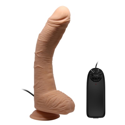 Wibrator realistyczny Beautiful Alex z krzywizną G-Point, podstawą z przyssawką i przewodowym pilotem, 28 cm - 1 2