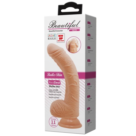 Wibrator realistyczny Beautiful Alex z krzywizną G-Point, podstawą z przyssawką i przewodowym pilotem, 28 cm - 7