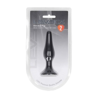 Slim Silicone Anal Plug - S - Black - 1 2
