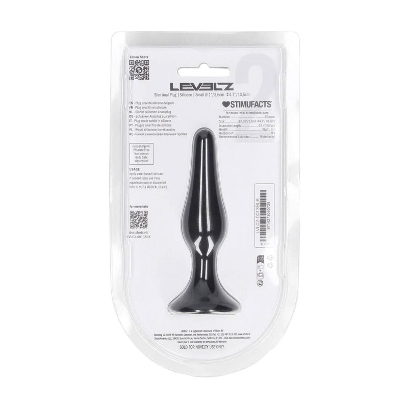 Slim Silicone Anal Plug - S - Black - 3