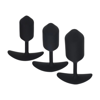 Silicone Weighted Anal Plug Training Set of 3 - Black - 1