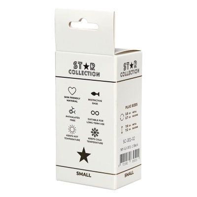 Star Collection - Black Silicone Anal Plug S - Pink Stone - 1 2
