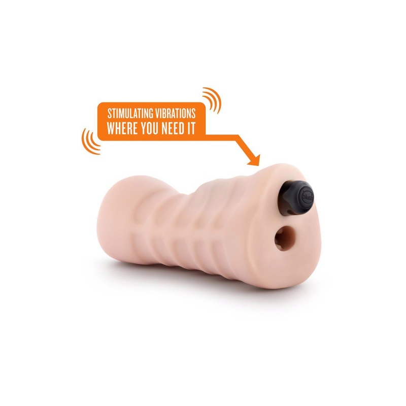 Masturbator Wibracyjny Nicole z Kanałem z Wypustkami i Bulletem 12,7 cm - 5