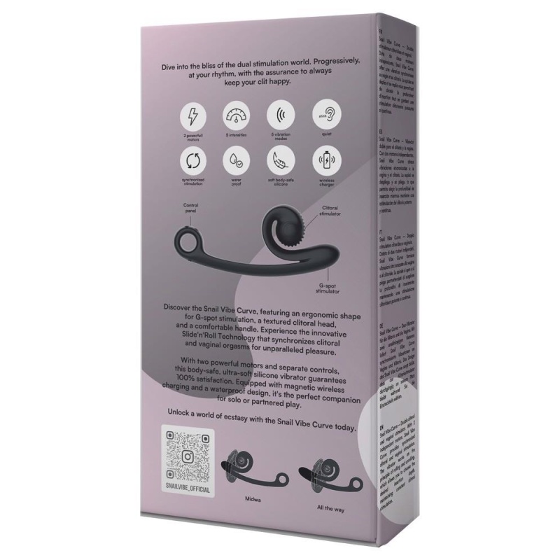 Snail Vibe Curve - Dwufunkcyjny wibrator z technologią Slide'n'Roll, dwoma silnikami i 12 cm części wkładanej - 5