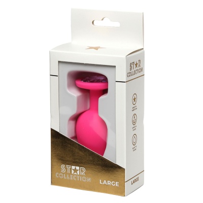 Star Collection - Pink Silicone Anal Plug L - Light Pink Stone - 1