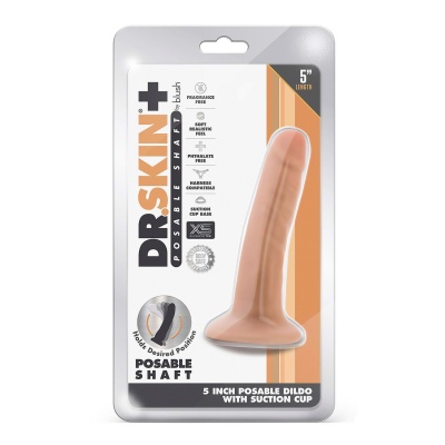 Dildo Posable Vanilla - regulowany trzpień, przyssawka i uprząż, TPE X5, 12,7 cm - 1